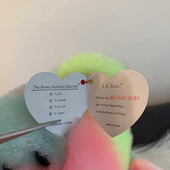 Ty (22) Pastel Rainbow Beanie Baby Bear - Picture 4 of 11